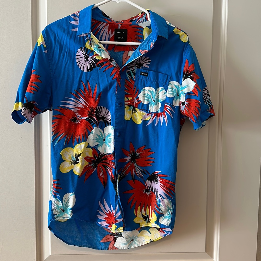 RVCA bright floral short sleeve button up